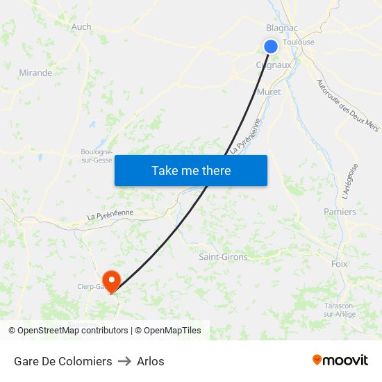 Gare De Colomiers to Arlos map