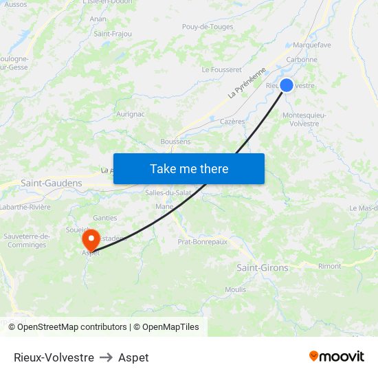 Rieux-Volvestre to Aspet map