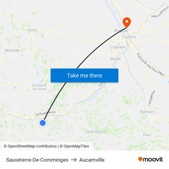Sauveterre-De-Comminges to Aucamville map