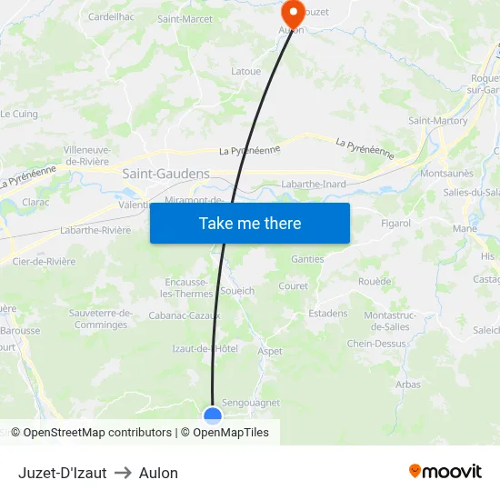 Juzet-D'Izaut to Aulon map