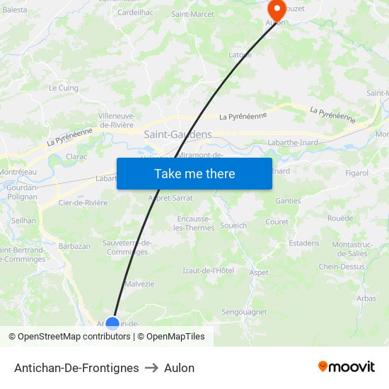 Antichan-De-Frontignes to Aulon map