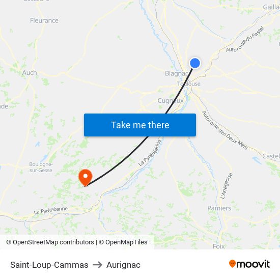 Saint-Loup-Cammas to Aurignac map