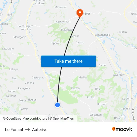 Le Fossat to Auterive map