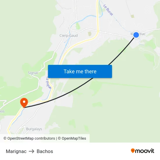 Marignac to Bachos map