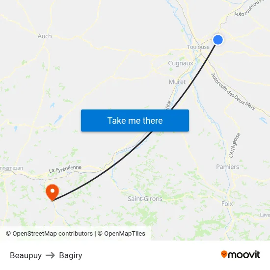 Beaupuy to Bagiry map