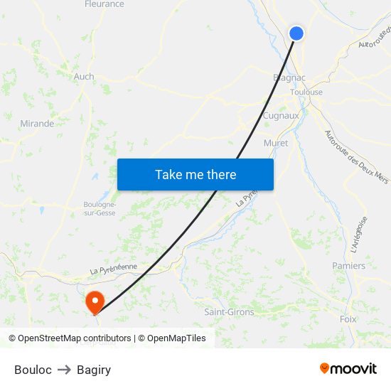 Bouloc to Bagiry map