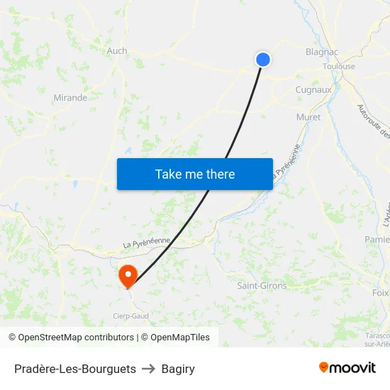 Pradère-Les-Bourguets to Bagiry map