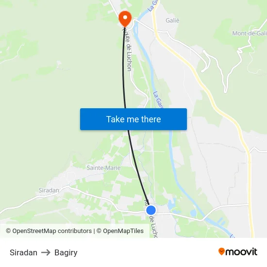 Siradan to Bagiry map