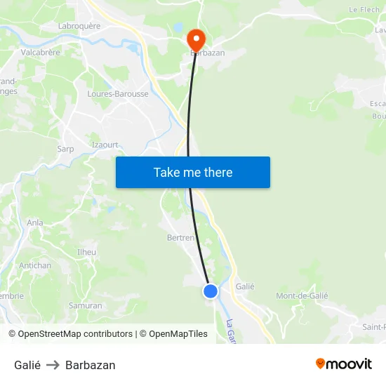 Galié to Barbazan map