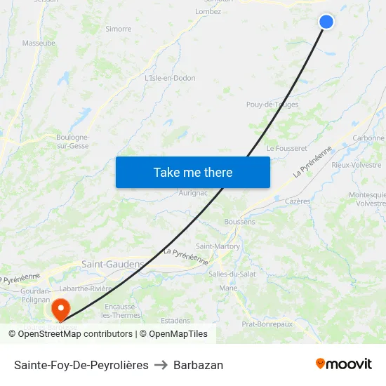 Sainte-Foy-De-Peyrolières to Barbazan map
