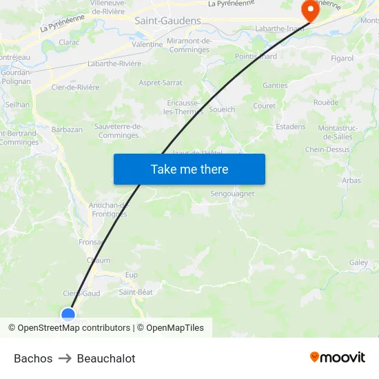 Bachos to Beauchalot map
