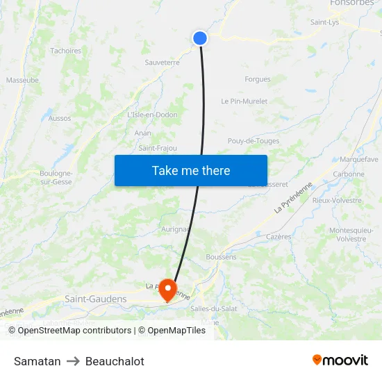 Samatan to Beauchalot map