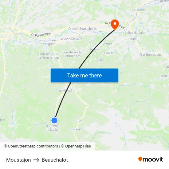 Moustajon to Beauchalot map