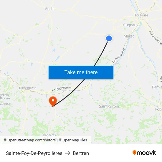 Sainte-Foy-De-Peyrolières to Bertren map