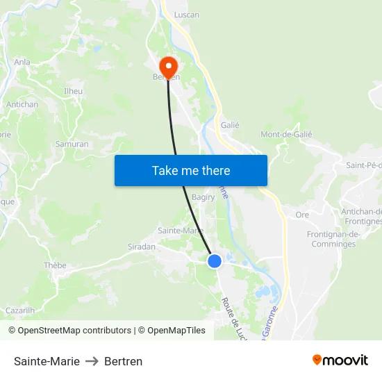 Sainte-Marie to Bertren map