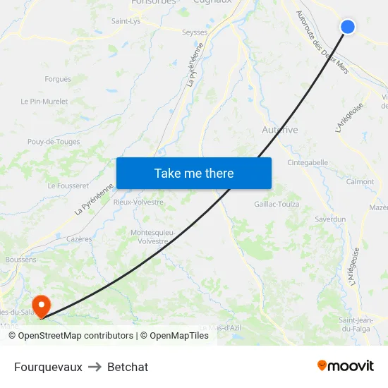 Fourquevaux to Betchat map