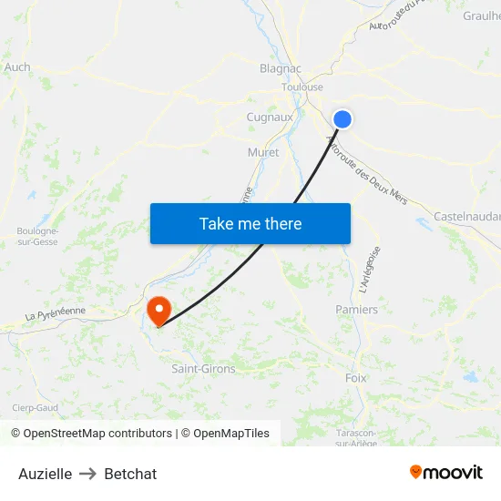 Auzielle to Betchat map