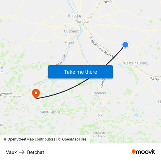 Vaux to Betchat map