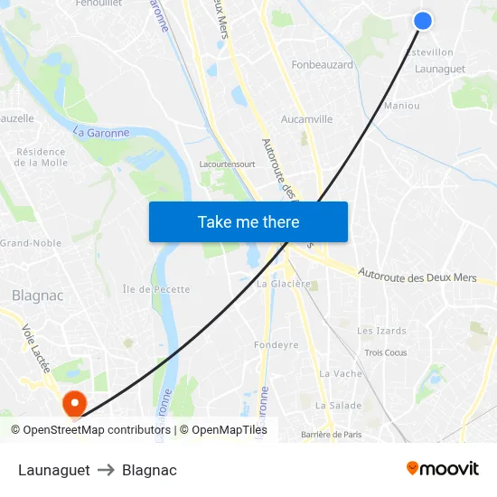 Launaguet to Blagnac map