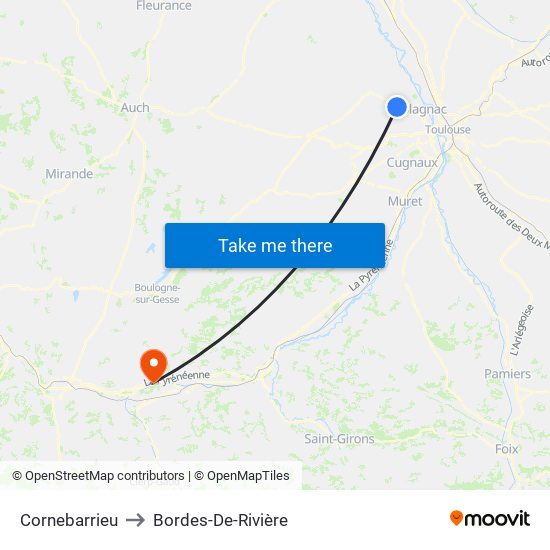 Cornebarrieu to Bordes-De-Rivière map