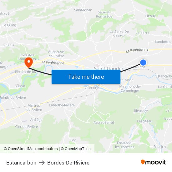 Estancarbon to Bordes-De-Rivière map