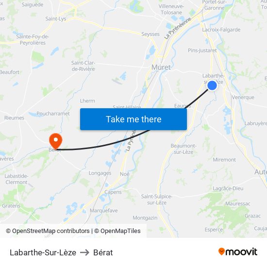 Labarthe-Sur-Lèze to Bérat map