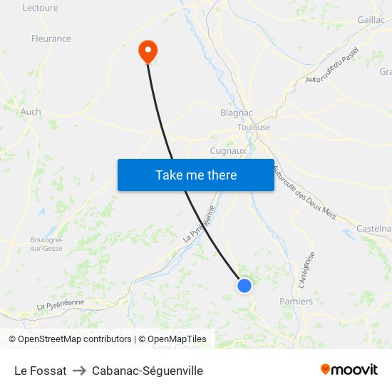 Le Fossat to Cabanac-Séguenville map