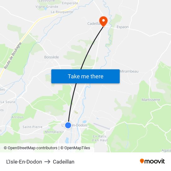 L'Isle-En-Dodon to Cadeillan map