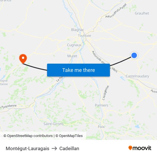 Montégut-Lauragais to Cadeillan map