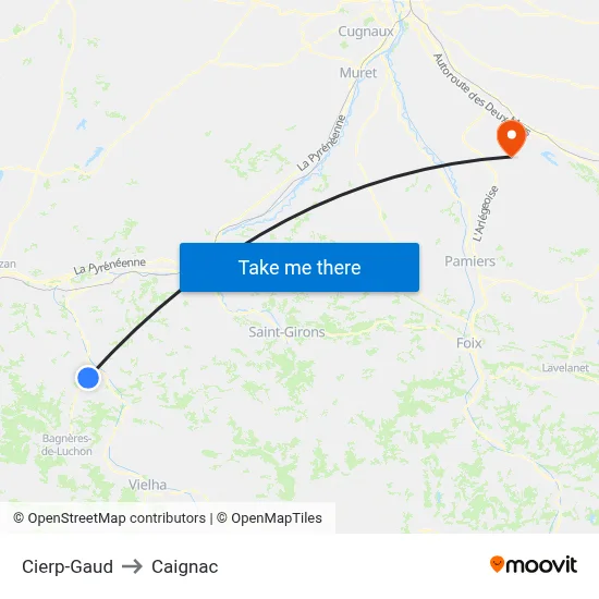 Cierp-Gaud to Caignac map