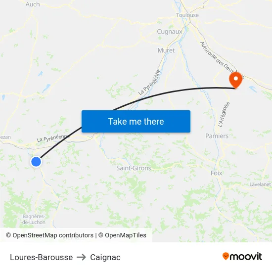 Loures-Barousse to Caignac map
