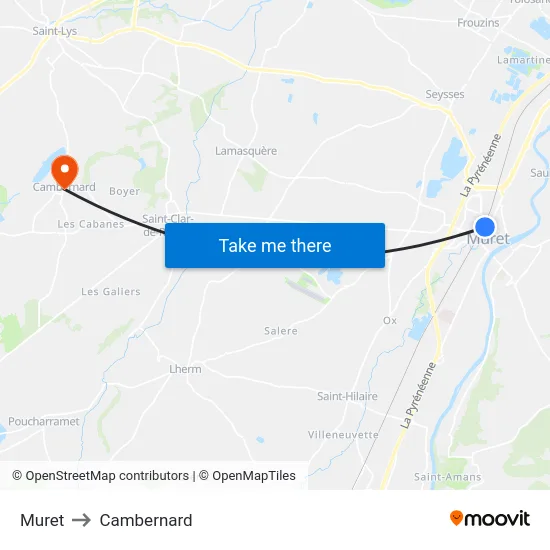 Muret to Cambernard map
