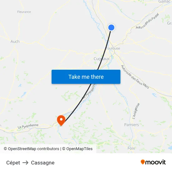 Cépet to Cassagne map