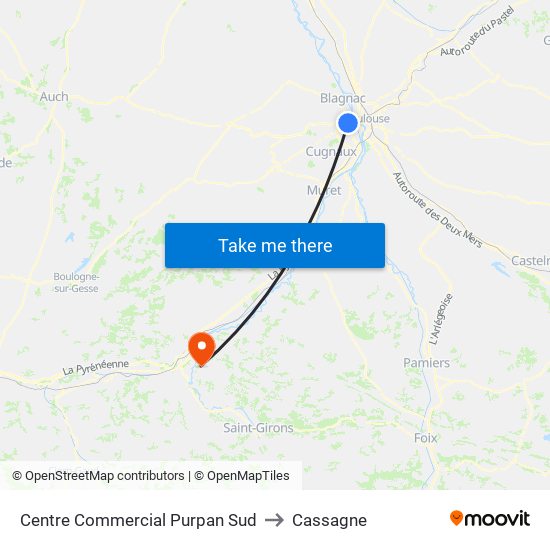 Centre Commercial Purpan Sud to Cassagne map