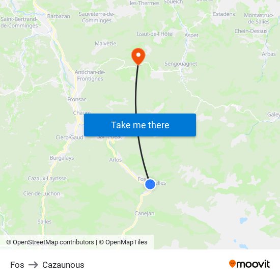 Fos to Cazaunous map