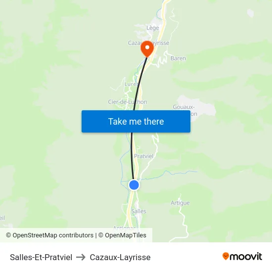 Salles-Et-Pratviel to Cazaux-Layrisse map