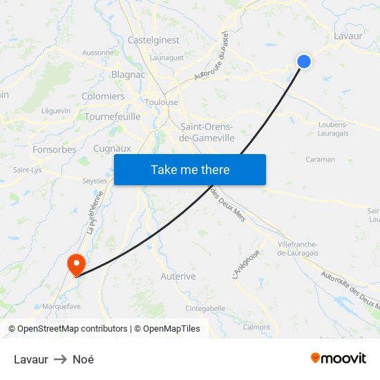 Lavaur to Noé map