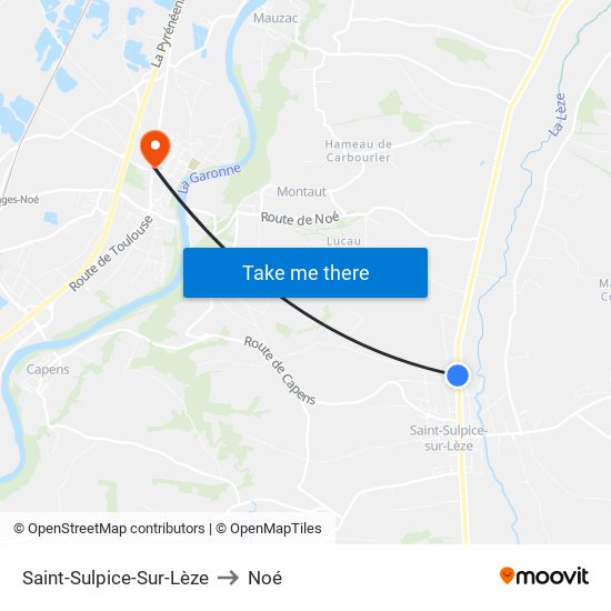 Saint-Sulpice-Sur-Lèze to Noé map