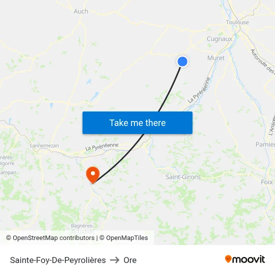 Sainte-Foy-De-Peyrolières to Ore map