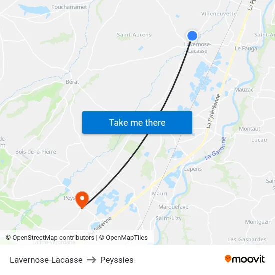Lavernose-Lacasse to Peyssies map