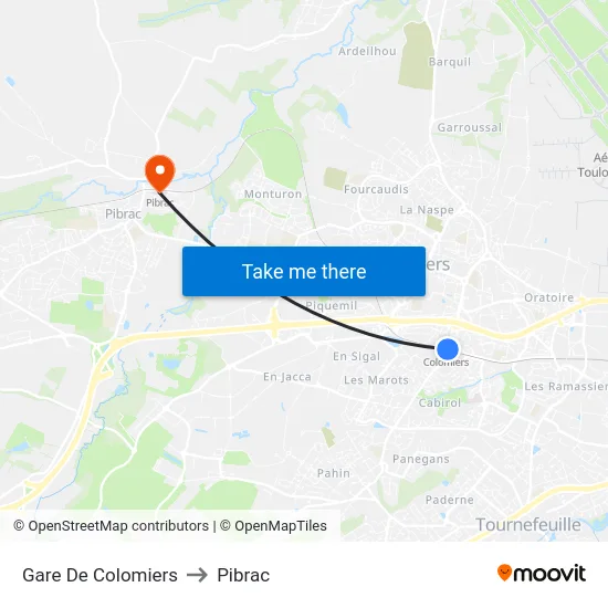 Gare De Colomiers to Pibrac map