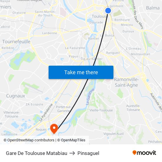 Gare De Toulouse Matabiau to Pinsaguel map