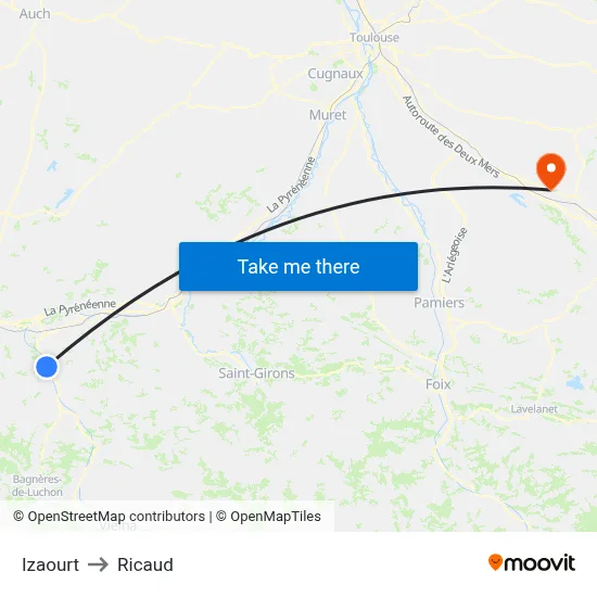 Izaourt to Ricaud map