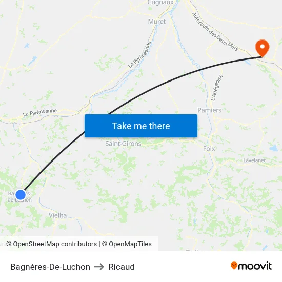 Bagnères-De-Luchon to Ricaud map