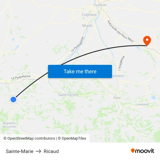 Sainte-Marie to Ricaud map