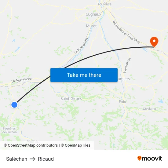 Saléchan to Ricaud map