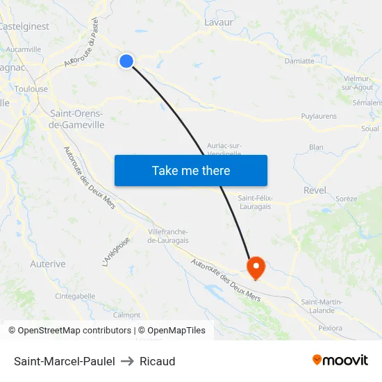 Saint-Marcel-Paulel to Ricaud map