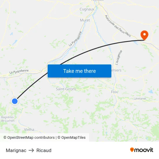 Marignac to Ricaud map
