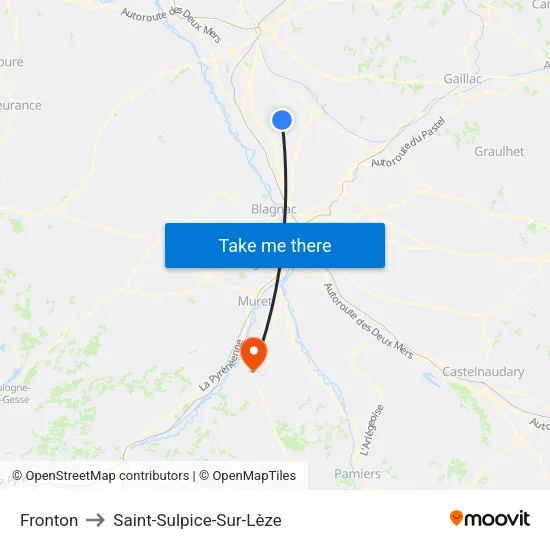Fronton to Saint-Sulpice-Sur-Lèze map