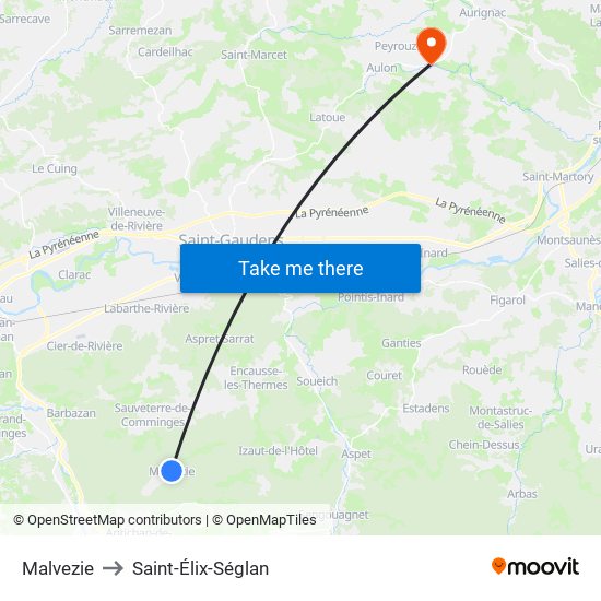 Malvezie to Saint-Élix-Séglan map